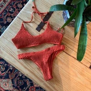 Orange Smocked Bikini